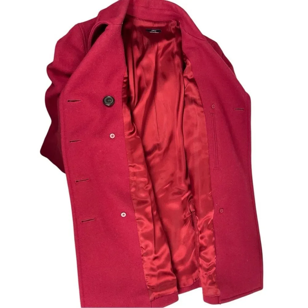 J. Crew women’s small dark red 100% wool double breasted button up pea coat